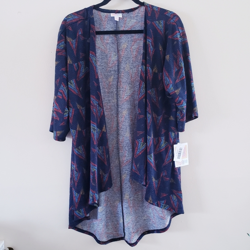 LulaRoe Women's Lindsay Cardigan Open Front Geometric Pattern Size Small NWT